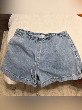 H&M Light Wash Denim Drawstring Shorts